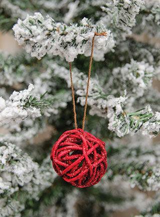 6 Set Red Glitter Rattan Balls 15 - The Fox Decor